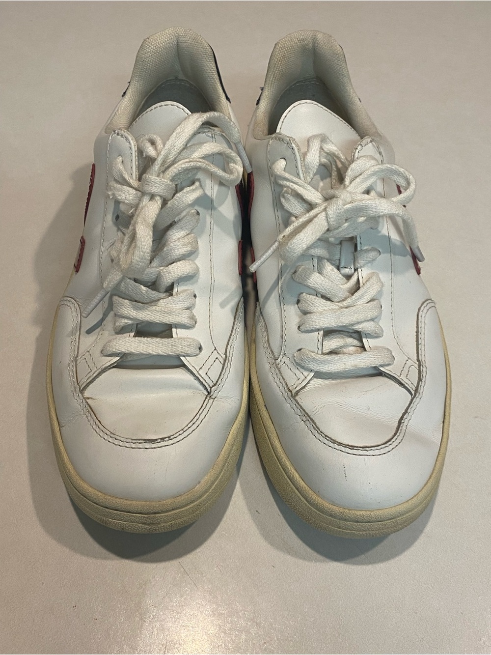 VEJA V-12 LEATHER SNEAKER EXTRA WHITE MARSALA NAUTICO V LOGO LACE UP SZ 7 EU 38 - Picture 12 of 16